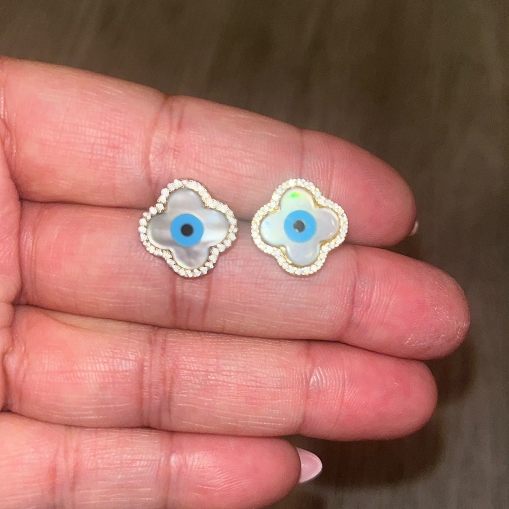 Evil eye earrings.